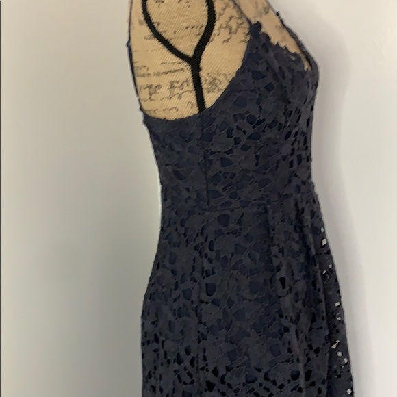 Lace overlay navy midi dress - Picture 4 of 7